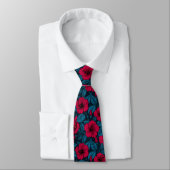 Cravate Fleurs d'hibiscus rouges (Attaché)