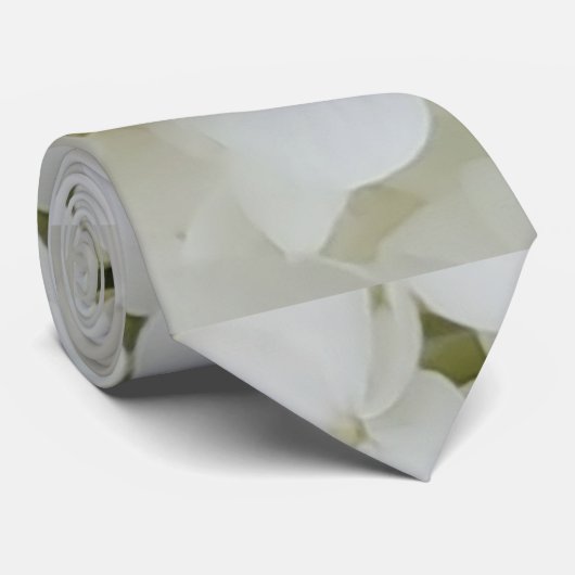 Cravate Fleurs d'Hydrangée Floral Blanc Élégant Fleur (Roulé)
