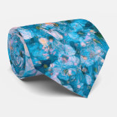 Cravate Fleurs d'impressionnisme bleu (Roulé)
