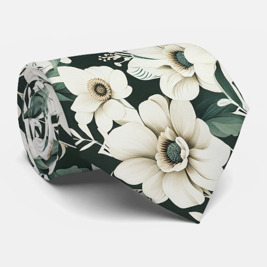 Cravate Fleurs d'ivoire élégantes (Roulé)