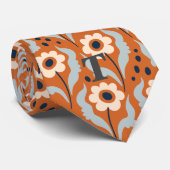 Cravate Fleurs d'oeufs d'orange brûlés Monogramme (Roulé)