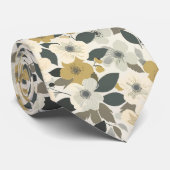 Cravate Fleurs d'olive Brown et blanches (Roulé)