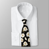 Cravate Fleurs d'or blanc Noir (Attaché)