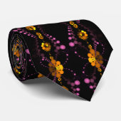 Cravate Fleurs D'Or En Fumée Violette Art Moderne (Roulé)
