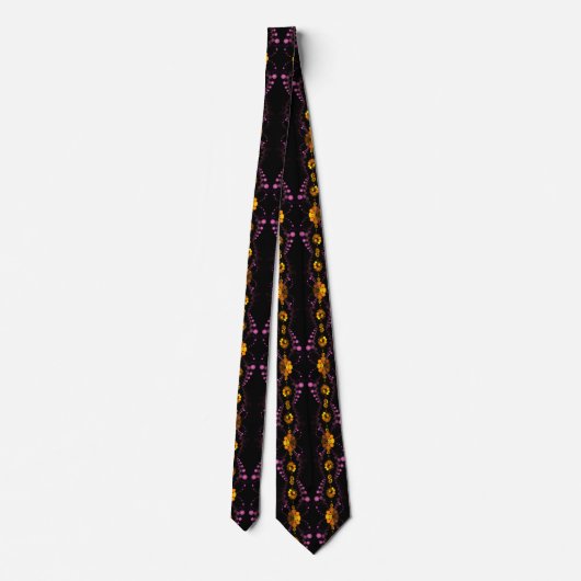 Cravate Fleurs D'Or En Fumée Violette Art Moderne (Dos)