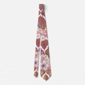 Cravate Fleurs d'or rose peint aquarelle Aquarelle (Dos)