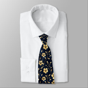 Cravate Fleurs dorées motif marine