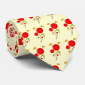 Cravate Fleurs du Coeur Rouge mignonnes et papillons jaune (Roulé)