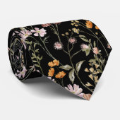 Cravate Fleurs du jardin Fleur sauvage noir Pré de printem (Roulé)