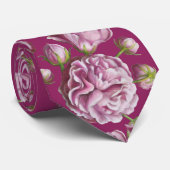 Cravate Fleurs du jardin Rose Camellia (Roulé)