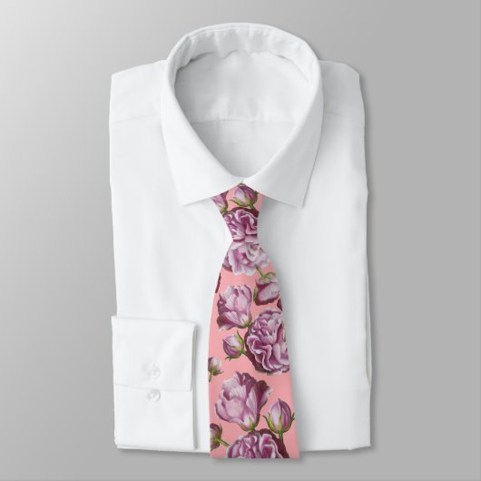 Cravate Fleurs du jardin Rose Camellia (Attaché)