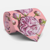 Cravate Fleurs du jardin Rose Camellia (Roulé)