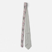 Cravate Fleurs élégantes Oiseaux Motif Rose Vert (Dos)
