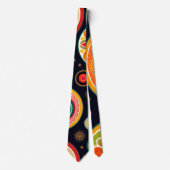 Cravate Fleurs en Melon Motif psychédélique rouge (Devant)