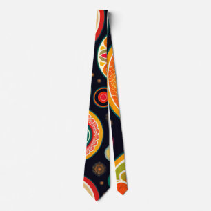 Cravate Fleurs en Melon Motif psychédélique rouge