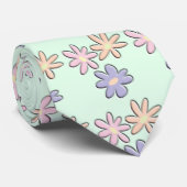 Cravate Fleurs en pastel sur le vert en bon état (Roulé)