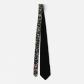 Cravate Fleurs et feuilles tropicales rose vif points sur (Dos)