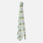 Cravate Fleurs et Motif de torchères colorées (Devant)