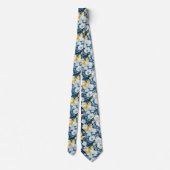 Cravate fleurs et papillons bleu blanc (Dos)