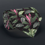 Cravate Fleurs et points Feuille tropicaux roses chauds su<br><div class="desc">Faites une déclaration ! Motif moderne de fleurs exotiques roses chaudes, de plantes et de points sur arrière - plan noir, le cravate de cet homme est cool pour le bureau, une nuit sur la ville, la cravate mariage, la cravate du marié, la cravate des groomsmen ou donner en cadeau...</div>