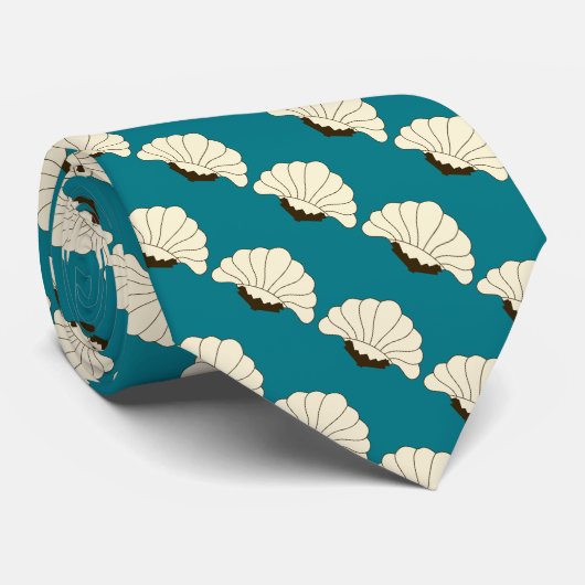 Cravate Fleurs et Turquoises de crème Art déco des années  (Roulé)