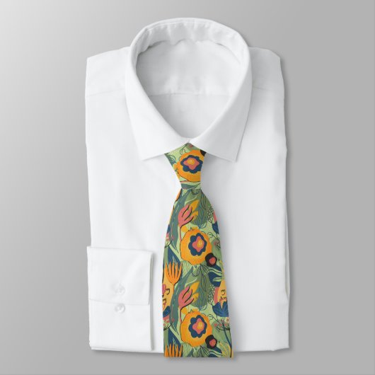 Cravate Fleurs exotiques colorées motif (Attaché)