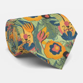 Cravate Fleurs exotiques colorées motif (Roulé)