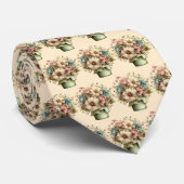 Cravate Fleurs fantaisistes dans un pot de planteur motif  (Roulé)