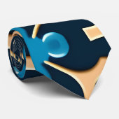 Cravate Fleurs Feuille Bleu Beige Motif Floral (Roulé)