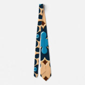 Cravate Fleurs Feuille Bleu Beige Motif Floral (Dos)