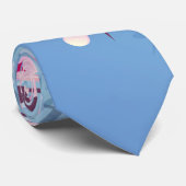 Cravate Fleurs florales de cerisier rose bleu (Roulé)