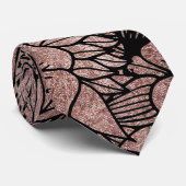 Cravate Fleurs florales et feuille roses d'or dessinant le (Roulé)