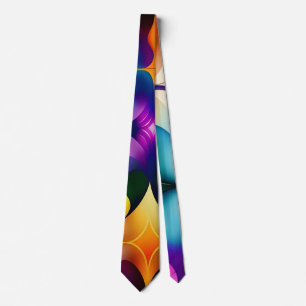 Cravate Fleurs fractales colorées Motif arc-en-ciel