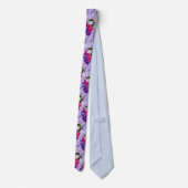 Cravate Fleurs fuchsia pourpres roses dans l'aquarelle (Dos)