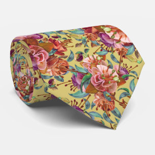 Cravate Fleurs Fuchsia vintages au printemps
