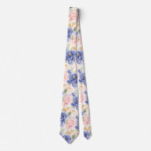 Cravate Fleurs H2 Méditerranée Roses roses blush bleu (Devant)