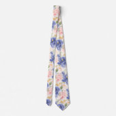 Cravate Fleurs H2 Méditerranée Roses roses blush bleu (Dos)