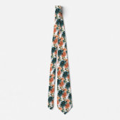 Cravate Fleurs H2 sarcelle et roses orange rouille (Dos)