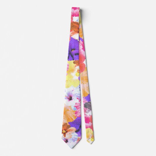 Cravate Fleurs Hibiscus En Verre Tiré, (Devant)