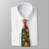 Cravate Fleurs Imaginaires roses Art Fractal Abstrait mode (Attaché)