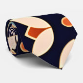 Cravate Fleurs Isométriques Bleu Beige Motif Floral (Roulé)