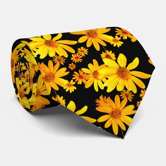 Cravate Fleurs Jaunes (Roulé)