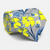 Cravate Fleurs jaunes et bleues avec étincelles (Roulé)