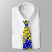 Cravate Fleurs Jaunes Sur Bleu (Attaché)