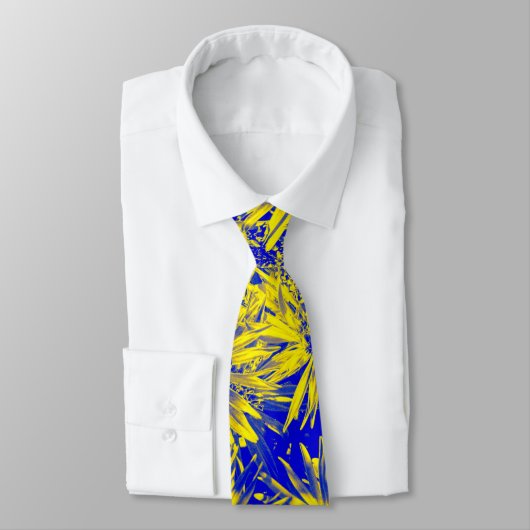 Cravate Fleurs Jaunes Sur Bleu (Attaché)
