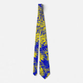 Cravate Fleurs Jaunes Sur Bleu (Dos)