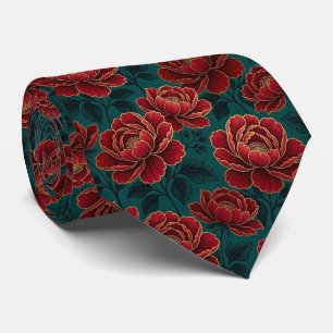 Cravate Fleurs Jeweltone avec Accents Dorés