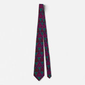 Cravate Fleurs kaléidoscope violet, vert et bleu Motif (Devant)
