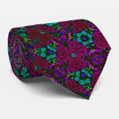 Cravate Fleurs kaléidoscope violet, vert et bleu Motif (Roulé)