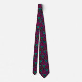 Cravate Fleurs kaléidoscope violet, vert et bleu Motif (Dos)